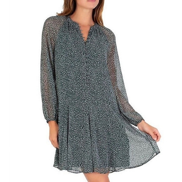 Joie Dresses & Skirts - Joie Artic Animal spot balloon sleeve dress green / white size XXL